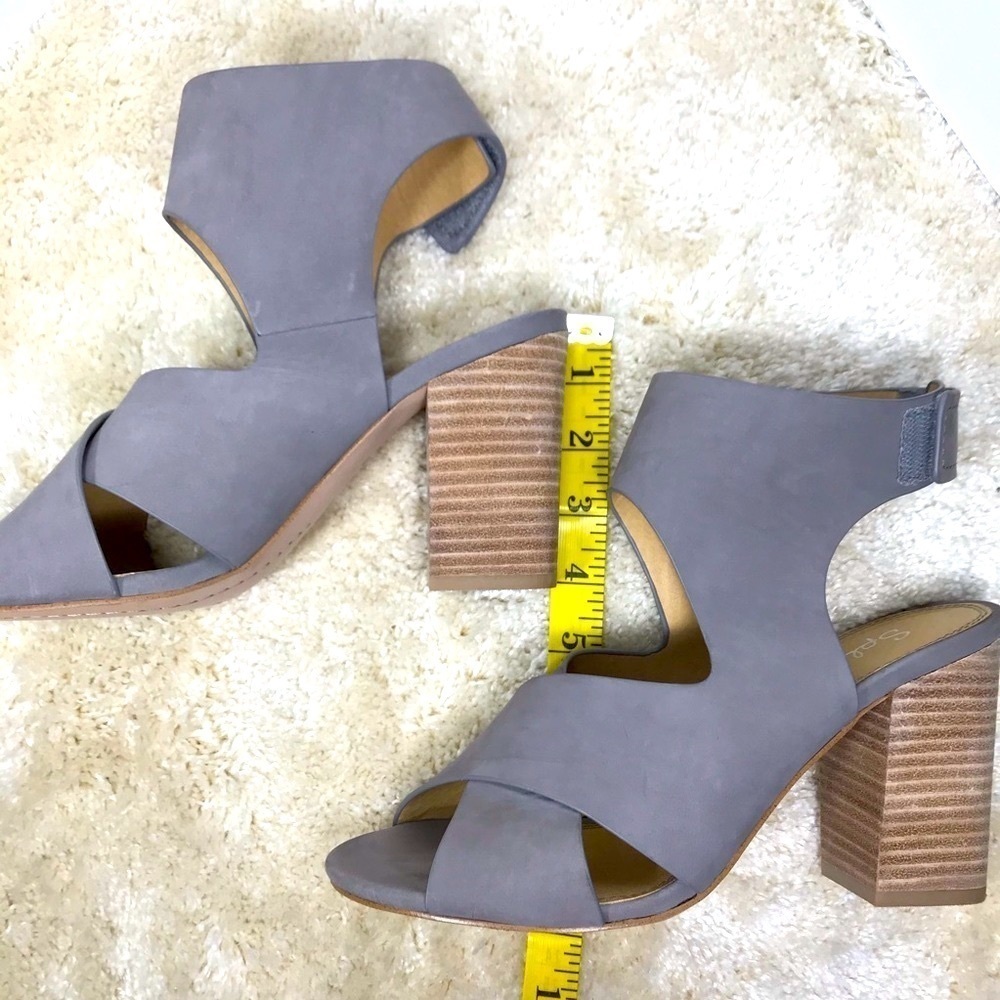 Splendid Jerry Gray Leather Strappy Stacked Block Heel Dress Sandals Size 8.5